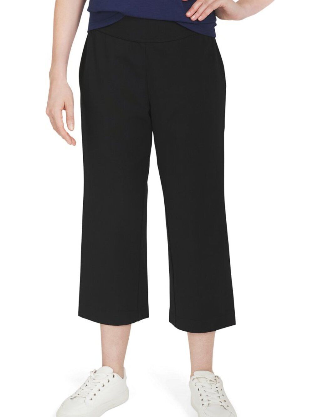 Lands' End Black Starfish Pull On Crop Pants Large NWOT
